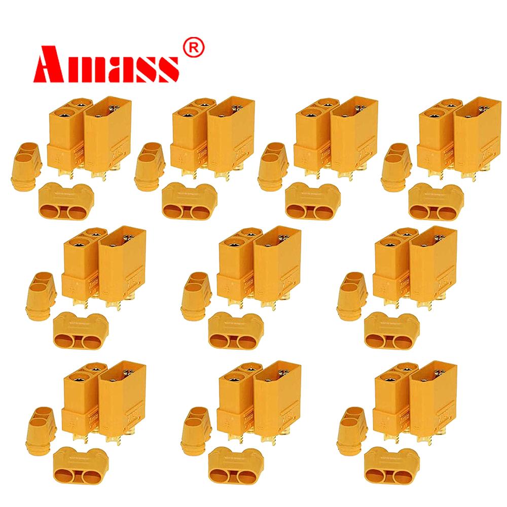 5Pairs Amass XT90 XT90H Battery Connector Bullet Connector Male and Female Plugs Adapter with Sheath Housing for RC Lipo Battery