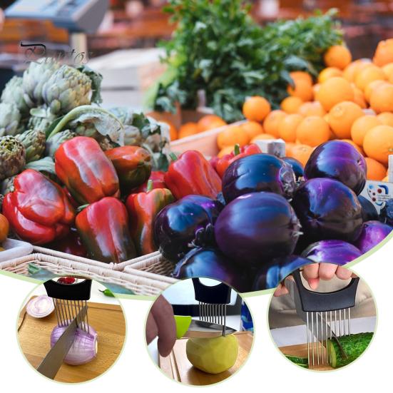 Stainless Steel Onion Holder for Slicing Prongs Rust-Resistant Vegetable Cutter Time-saving Potato Tomato Avocados Eggs Fruit Lemon Meat Assistant