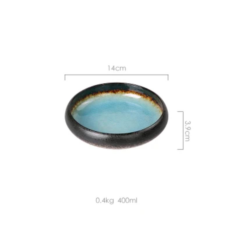1Pcs Creative Kiln Ice Split Glaze Ceramic Plate Japanese Sushi Sashimi Plate Dish Salad Plate