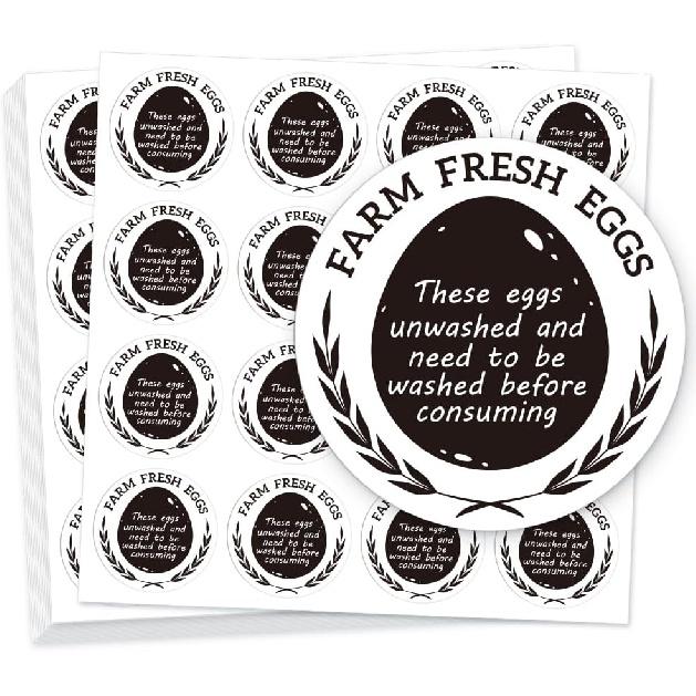 320 Pcs Quail Farm Fresh Eggs Stickers, 2 Inch Round Unwashed Eggs Carton Labels Sticker PET Adhesive Egg Packaging Stickers for Box Container Carton