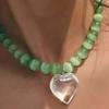 Elegant Cats's Eye Heart Necklace Featuring Unique Luster and Color Change Decoration for Fashionable Women Wear