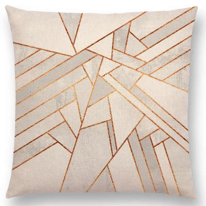 New Colorful Blocks Layers Stripes Geometric Combination Gold Lines Gorgeous Prints Cushion Cover Throw Pillow Case