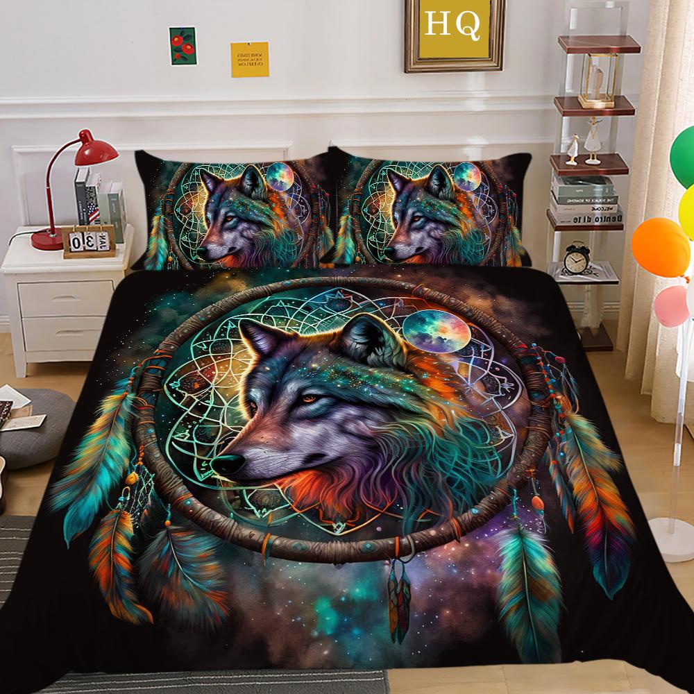 3D Wolf Printing Comforter Cover Set Double Size Microfiber Bedspreads Boy Teen Fashion Home Textiles