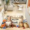 Fall Autumn Gnome Pumpkin Maple Leaf Welcome Doormat Sunflower Print Soft Entrance Rug Indoor Outdoor Front Door Mat