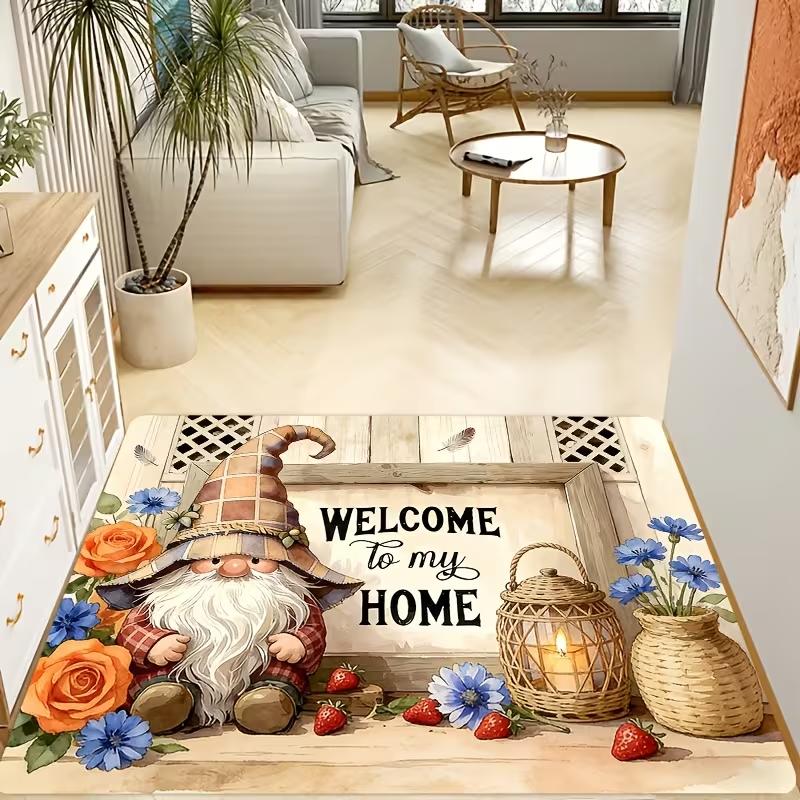 Fall Autumn Gnome Pumpkin Maple Leaf Welcome Doormat Sunflower Print Soft Entrance Rug Indoor Outdoor Front Door Mat
