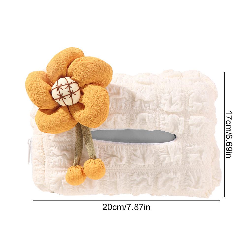 Hanging Type Flower Car Tissue Box Puff Grid Paper Organizer Storage Bag  Headrest Armrest