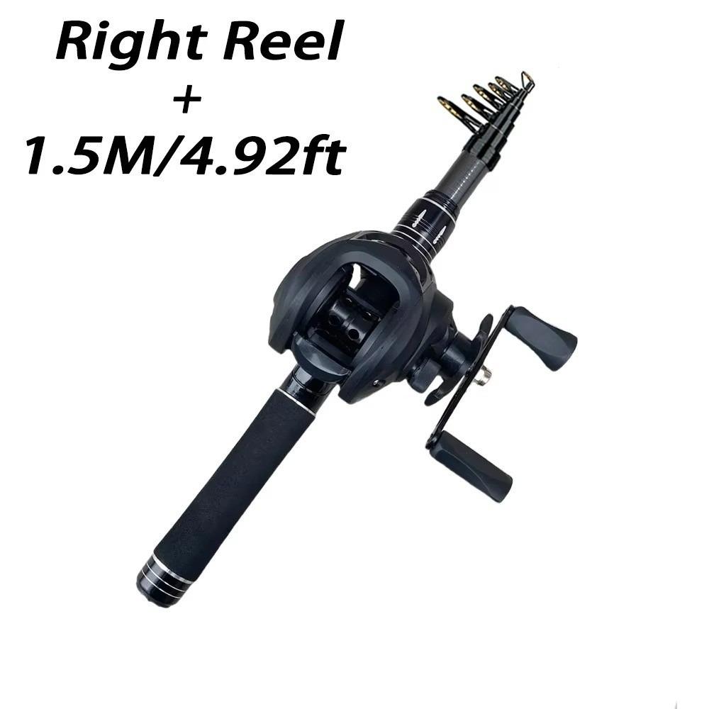 Carrete de Baitcasting Ultraligero Combo Caña de Pescar de Lanzamiento Largo para Viaje Caña de Pescar Mini Viaje