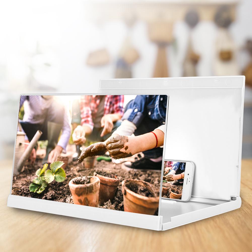 3D 14 Inch Universal Screen Magnifier Smartphone Amplifier with Foldable Bracket for VideoWhite 14 Inch