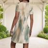 Women Plus Size Round Neck Short Sleeve Geometric Printed Fitted Mini Dress