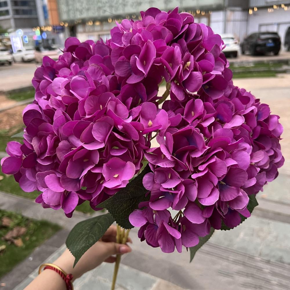 Silk Fake Hydrangea Flowers Large Size Simulated Wedding Floral  for Home Party Wedding
