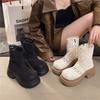 Autumn Platform Thick Bottom Woman Ankle Boot Hollow Out Breathable Shoes Ladies Elegant Lace Mordern Sandalias Booties