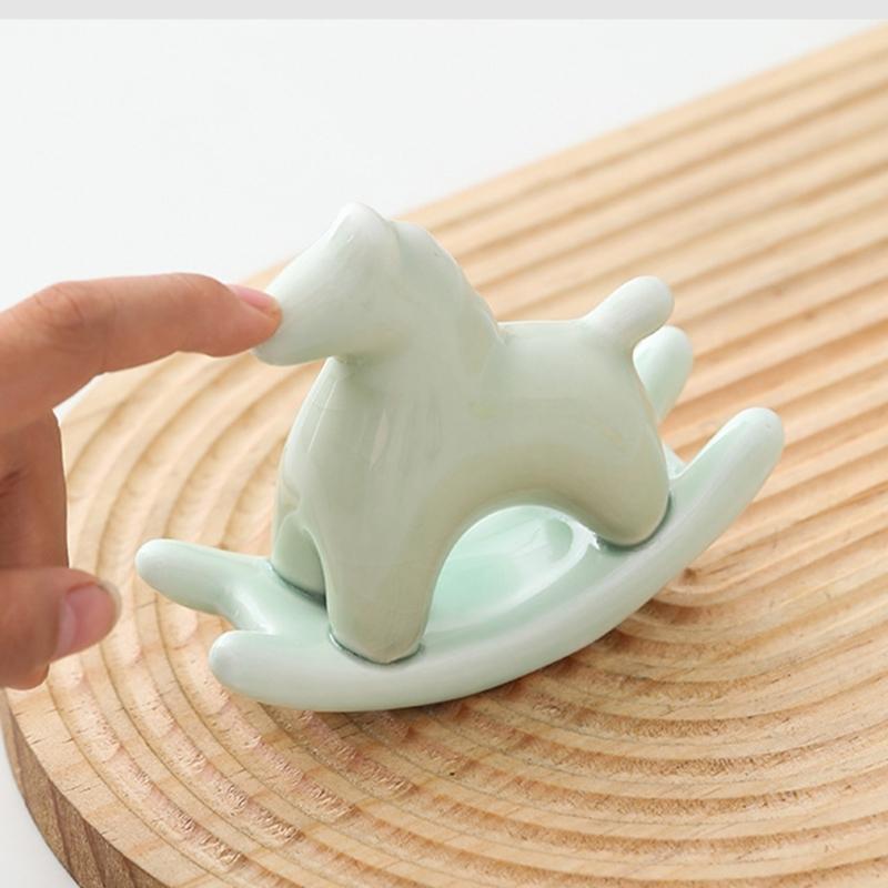 Creative Ceramic Rocking Horse Figurine Exquisited Design Animal Decoration Adds Charm To Any Room