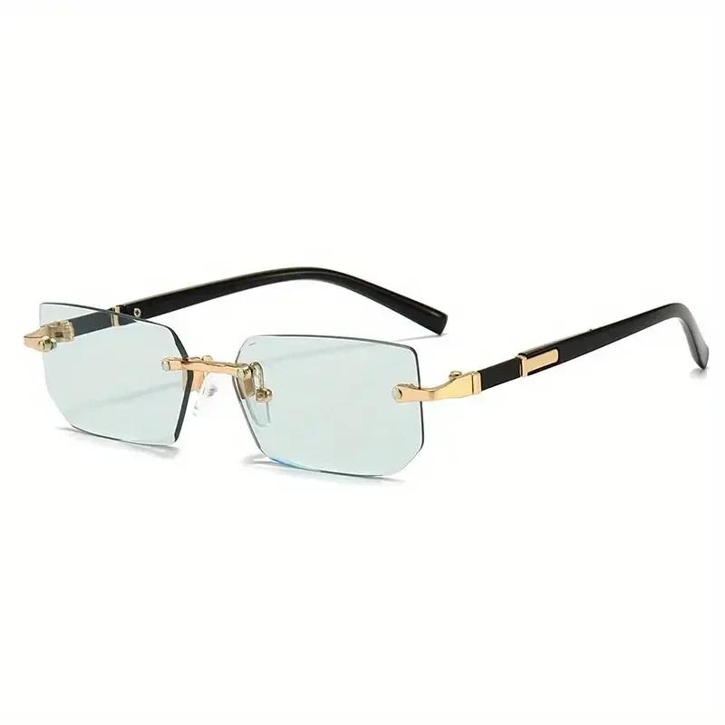 Rimless Sunglasses Rectangle Fashion Popular Women Men Shades Small Square Sun Glasses For Female Male Summer Traveling