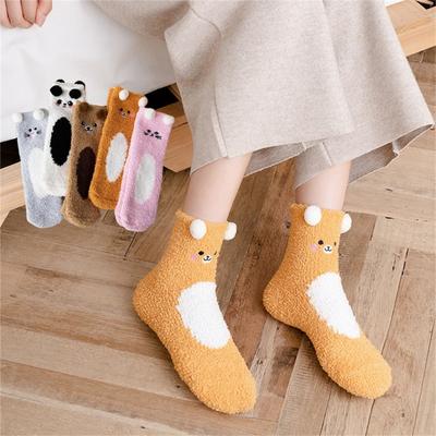Women's Thicker Warm Fuzzy Socks Plush Warm Winter Socks for Sleep Home,Soft Cozy Socks Cartoon Doll Ankle Crew Socks