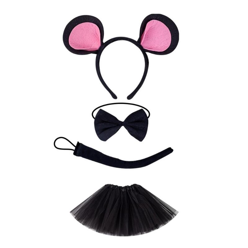 Soft Fabric Mouse Costume Headpiece Tail Accessories Fashion Headband SkirtsFor Children Stage Show Dressing up
