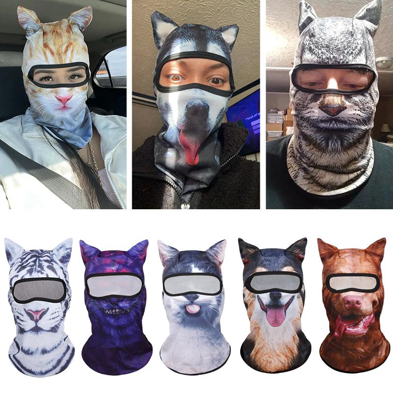 Men And Women Face Mask Funny Head Sweat-Absorbing Outdoor Activities With Ears Halloween Parties Animal Pattern Cute