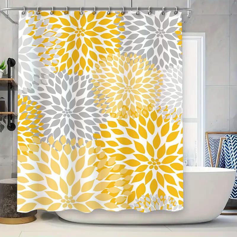 

Red Gold Geometric Shower Curtain Decorative Bathroom Waterproof Fabric Bath Mat Set For Home Living Room Decoration W60H190(CM)-1 Pcs