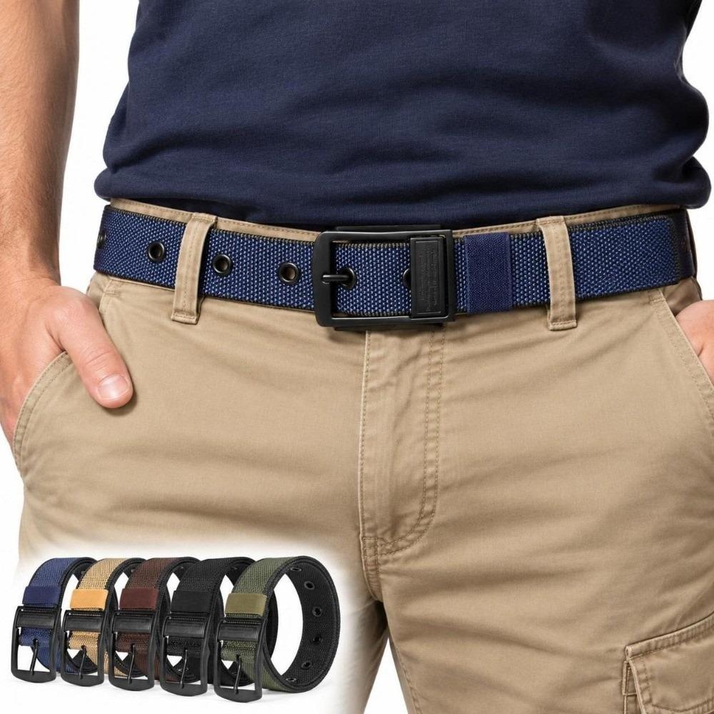 Alloy Pin-Buckle Pin Buckle Belt Unisex Imitation Nylon Weave Belt For Jeans Cargo Pants