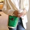 Fashionable Genuine Leather Chain Phone Bag,-style 2025 New Model, Diamond Pattern with Gemstone and Small Gold Ball