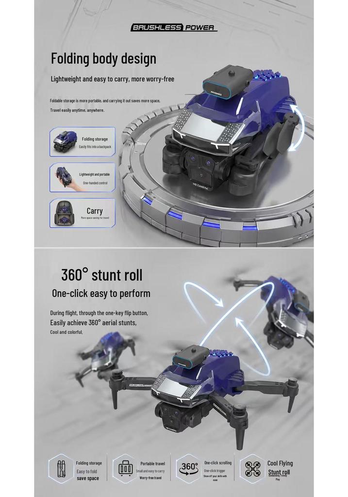 HD Triple Camera Drone with Brushless Motor, Optical Flow Hovering, and Obstacle Avoidance