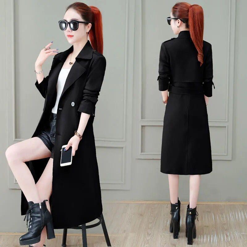 

Ветровка женская средней длины весенне-осенняя свободного кроя тонкая темпераментная популярная куртка M чёрный