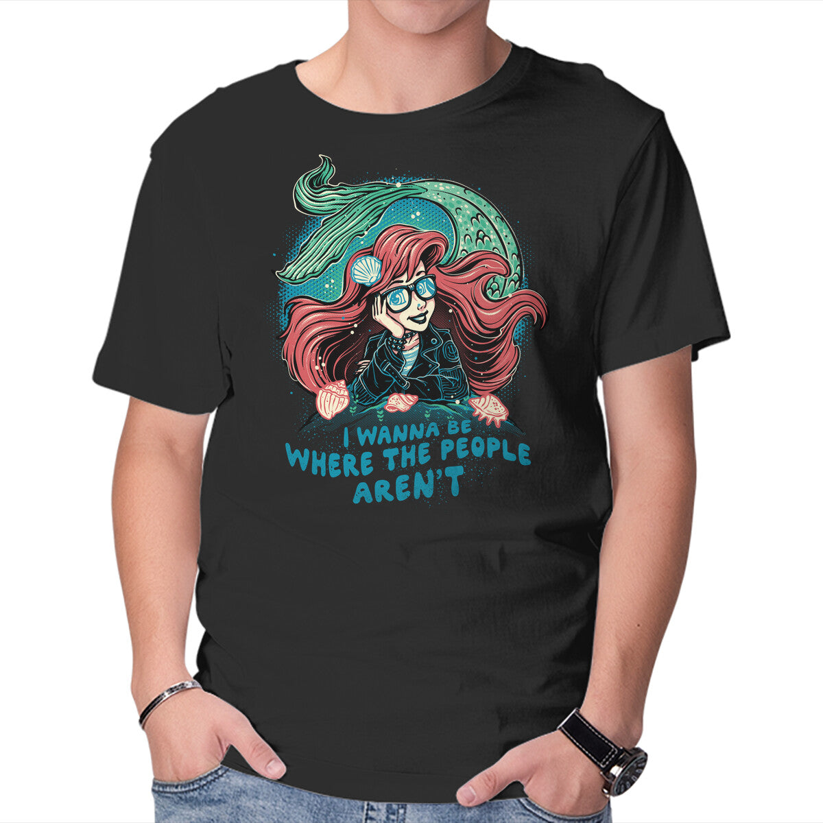 Unisex Crew Neck T-Shirt I Wanna Be Where The People Aren t Graphic Short Sleeve Casual Tee XS