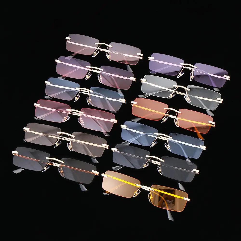 Fashion Rectangle Rimless Women Sunglasses Retro Gradient Eyewear UV4 Eyeglasses Luxury Design Fashion SunGlasse