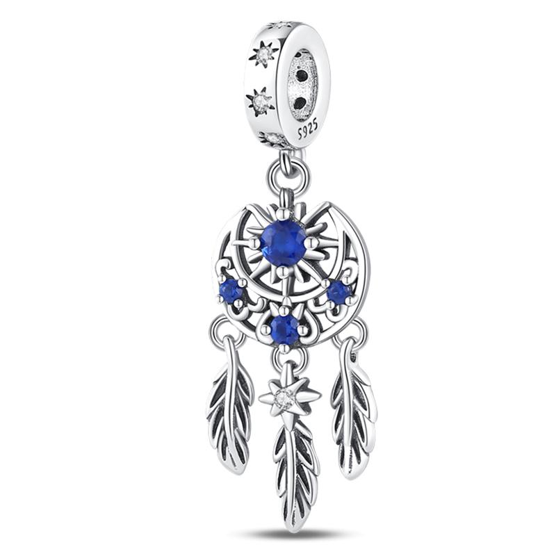 100% 925 Silver Best Wishes Shiny Dreamcatcher Net Series Charms Beads Fit 3mm Bracelets DIY Gift Fine Jewelry