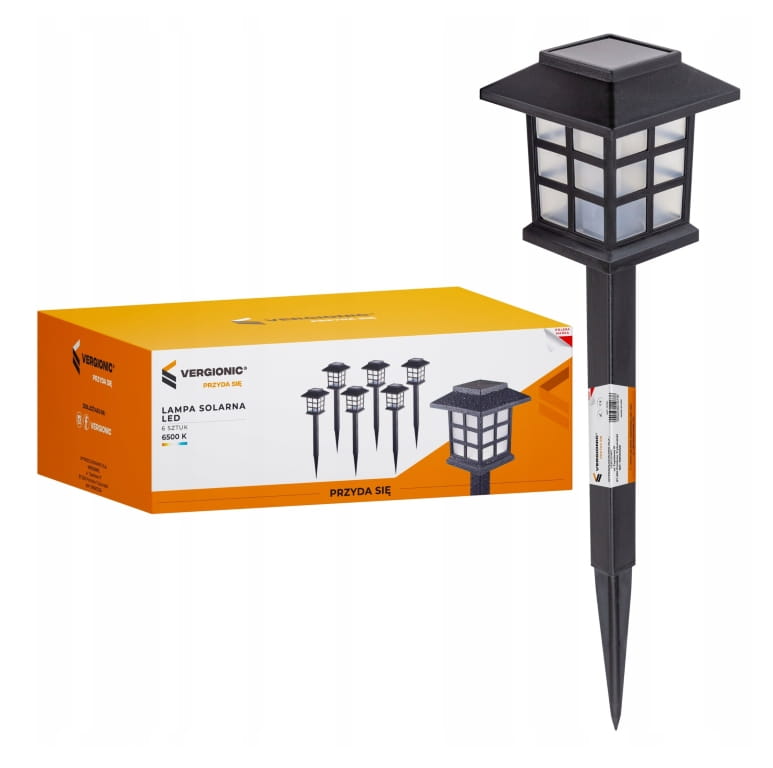 Lampka solarna ogrodowa led domek 6szt zestaw z czujnikiem zmierzchu