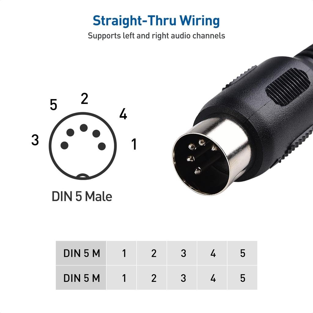 Cable Matters 2 Pack 5 Pin DIN MIDI 5 Pin MIDI Cable Cable, - .9m