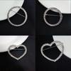 2pcs Elegant Brooch Shimmering Badge Round and Heart Shaped Lapel Pin for Party Sparkling Rhinestone Breastpin Jewelry