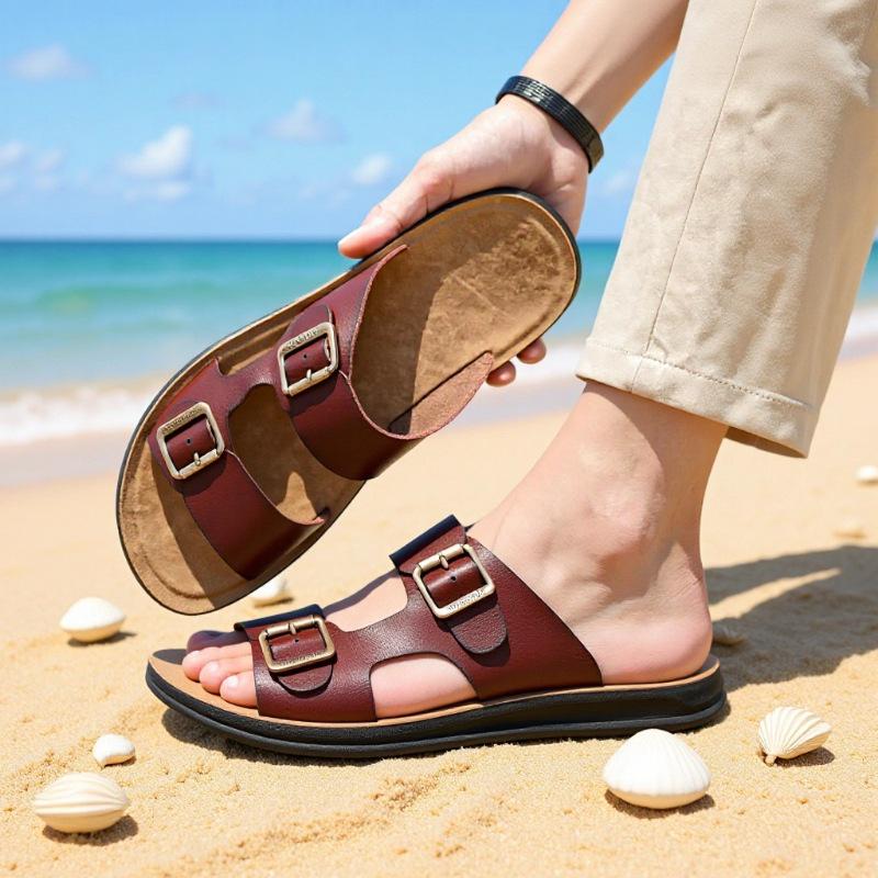Men's Trendy Non-Slip Massage Sandals - Breathable, Dual-Use Casual Summer Slippers.