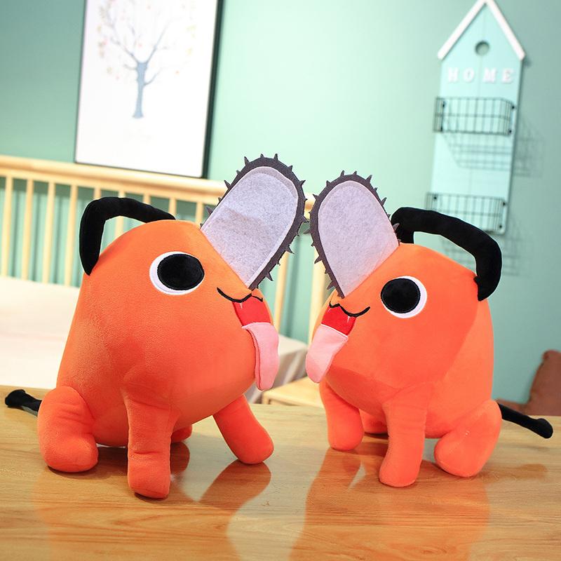 25/40cm Orange Dog Chain Saw Man Plush Toy Anime Chainsaw Man Cosplay Standing Stuffed Doggy Plushie Kids Gift