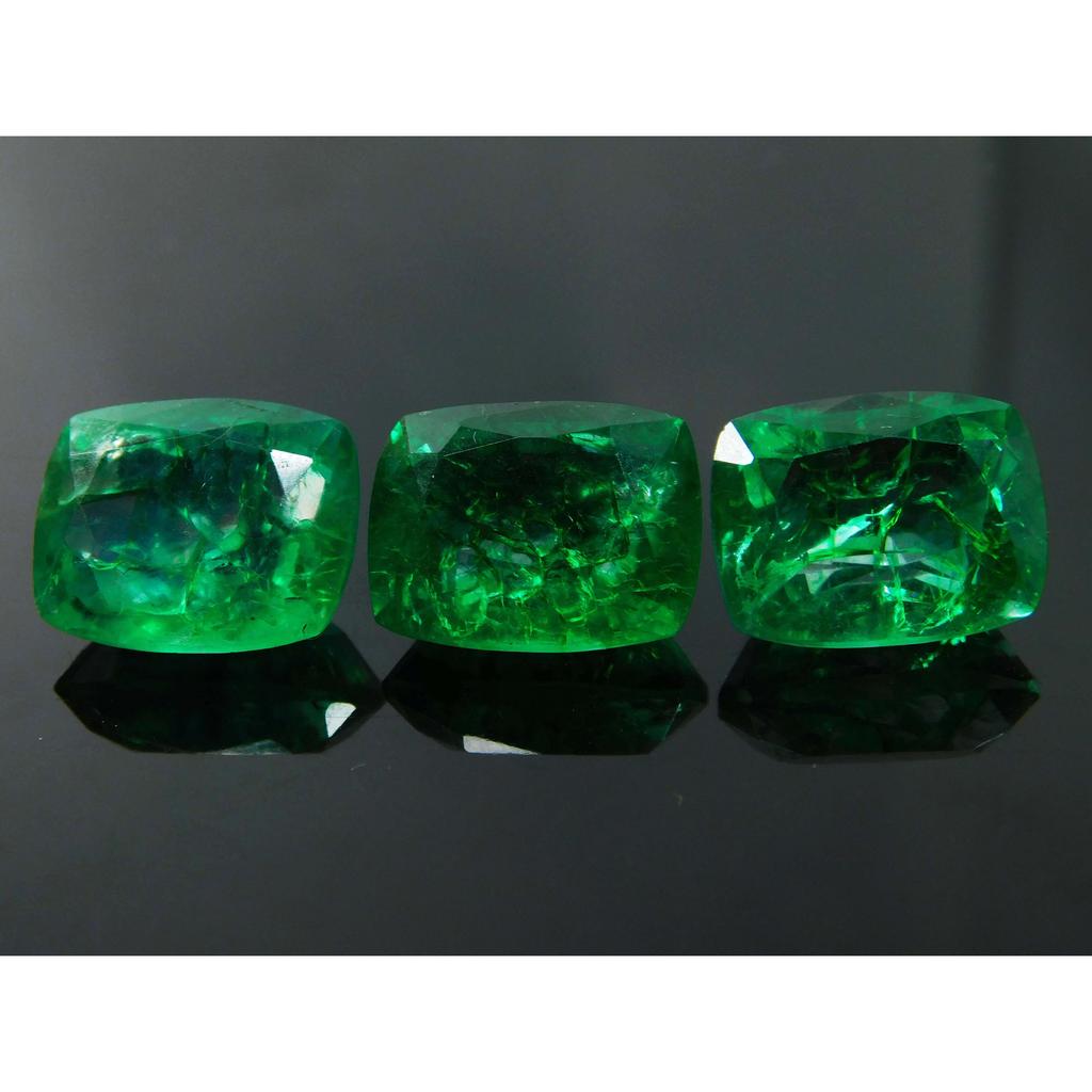 4 Pcs Green Emerald CERTIFIED Natural Cushion Cut 40 Ct Lot Loose Gemstone MULTTIQ8