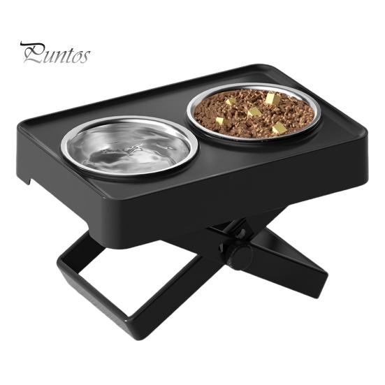 

Приподнятые миски для собак, регулируемая по высоте, приподнятая миска для собак, нескользящая X-образная подставка с мисками из нержавеющей стали для маленьких собак чёрный