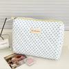 Lemon Polka Dot Cosmetic Bag With Zipper For Daily Use And Large Capacity