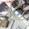 Water Diamond Mini Crossbody Bag With Pearl Chain For Streetwear Fashion