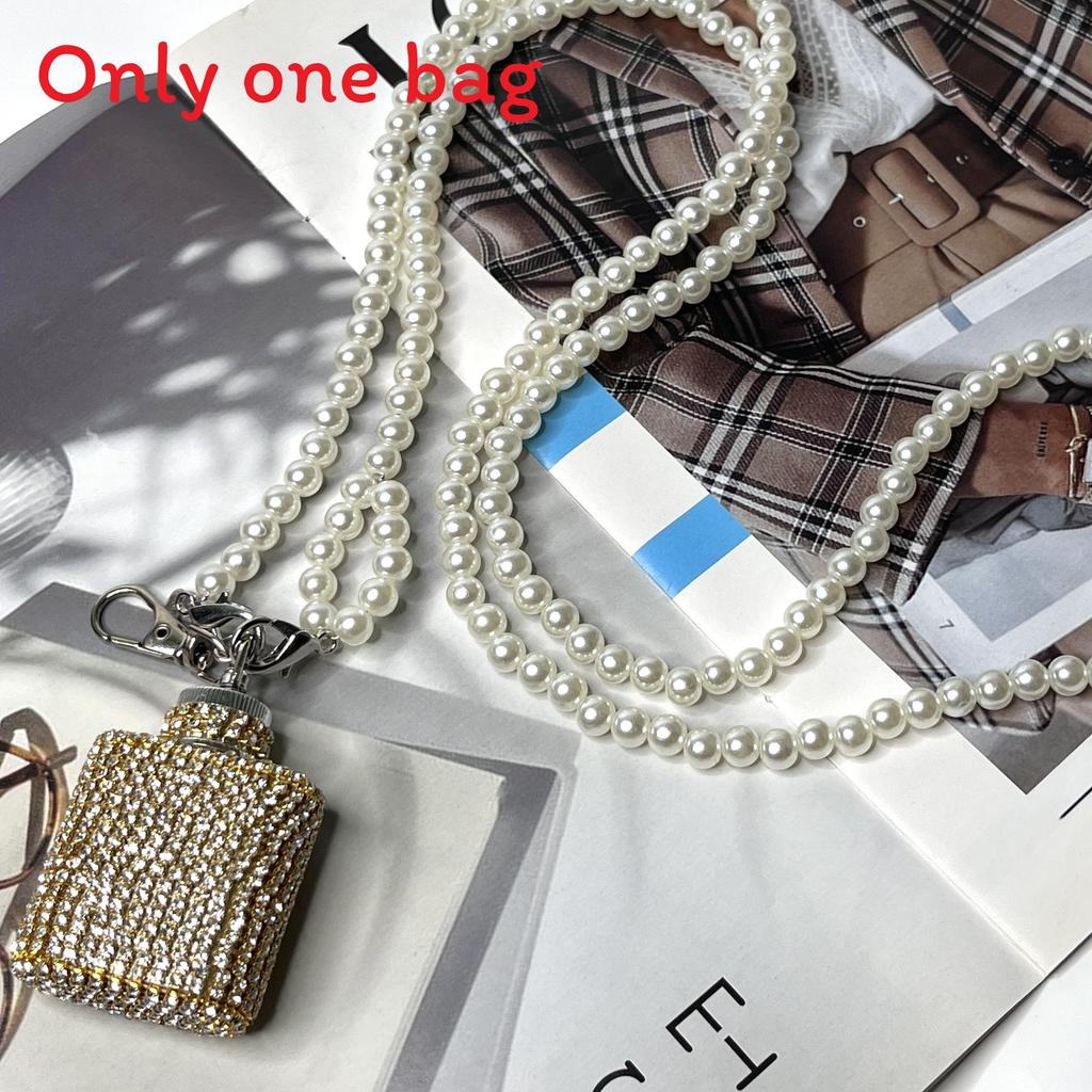 Water Diamond Mini Crossbody Bag With Pearl Chain For Streetwear Fashion
