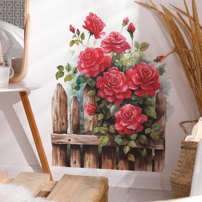Adesivo da parete per porta della camera da letto del soggiorno della recinzione della porta della camera da letto romantica della rosa dell'acquerello