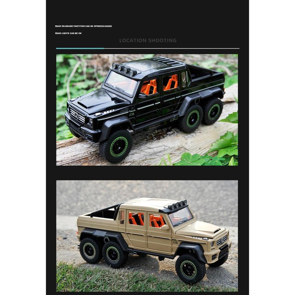 1/20 BENZ G65 G63 6*6 Big Tire Alloy Car Model Diecast Metal Toy Off-Road Vehicles Car Model Sound and Light Simulation Children Gift
