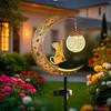 Solar Animal Garden Light, Moon Cat Bird Dog Solar Light with Metal Stake, Solar Powered Outdoor Animal Crescent Light for Patio Pathway Yard Decor