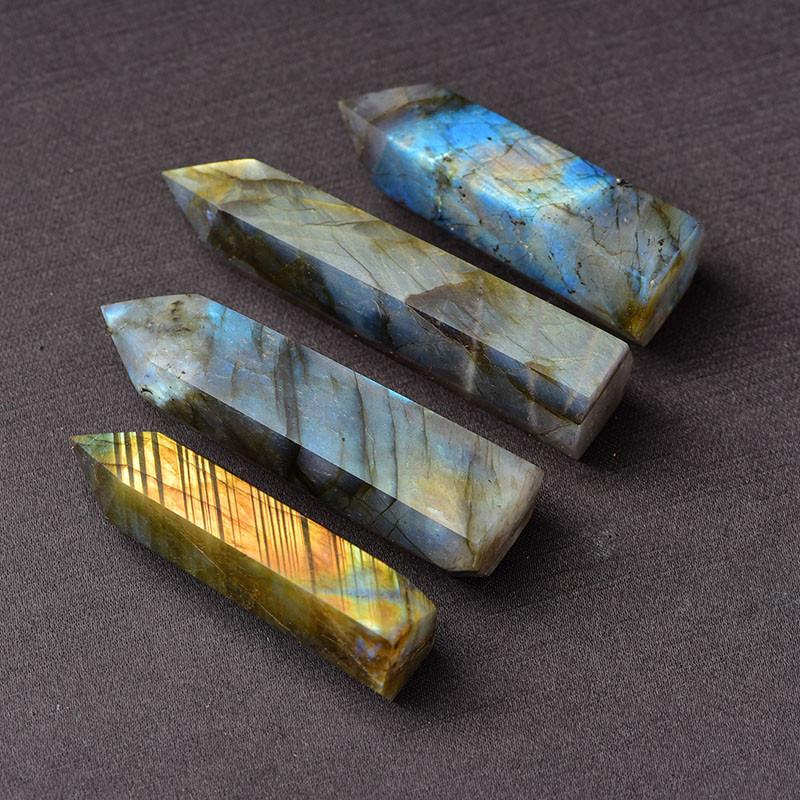 Exquisite Natural Labradorite Quartz Obelisk Crystal Wand For Spiritual Growth Gift