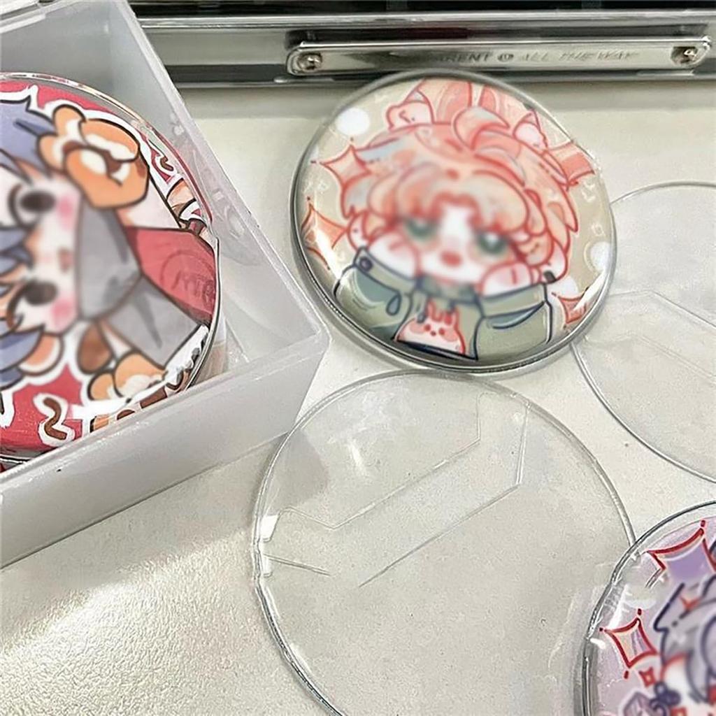 [LUYING] Round Clear Clip Covers for Badge Storage, 20-Pack, Compatible with 58mm Badges, Transparent Round Shape, Perfect for Collecting,