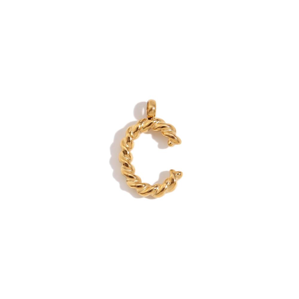 MamacitaSlay DIY Classic Mini Twist Initial Letters Stainless Steel Charms For Jewelry Gold Plated Waterproof Decoden Charms