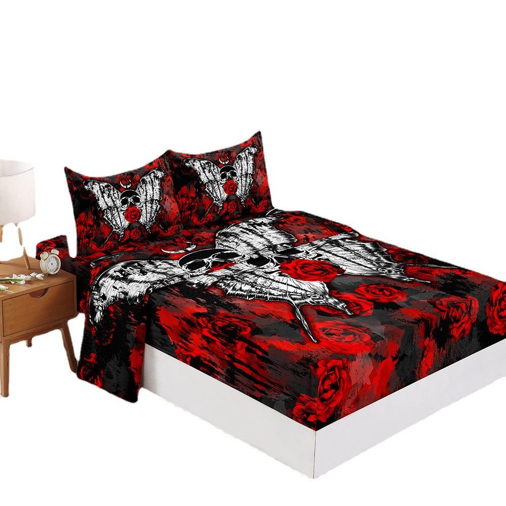 Four-Piece Mattress Digital Printing Mattress Protective Cover Bedding Skull Kit