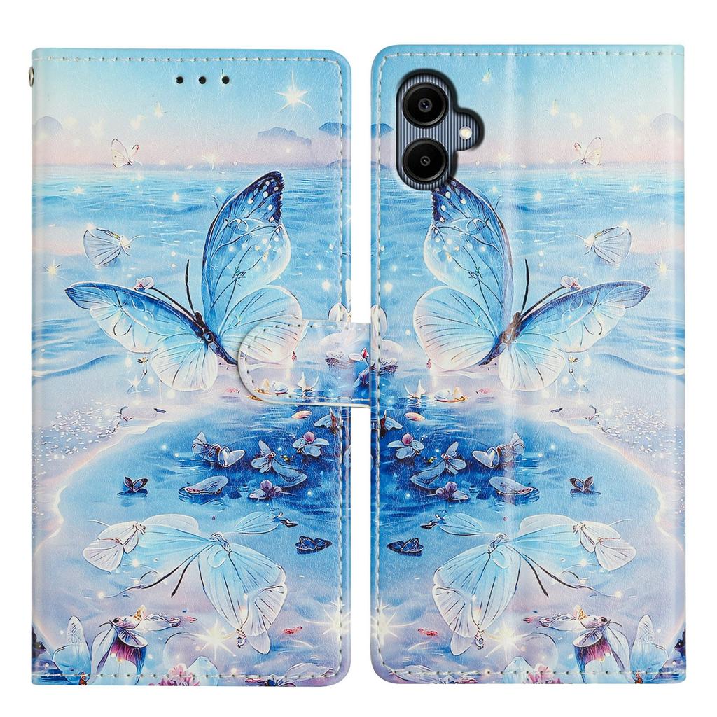 Für Samsung Galaxy A07 Hülle Musterdruck Brieftasche Ständer Klappbar Leder Handyhülle mit Riemen