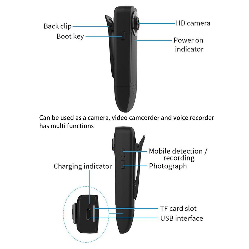 Body Worn Camera Wearable Pocket Video Recorder Portable High Definition for Law Enforcement