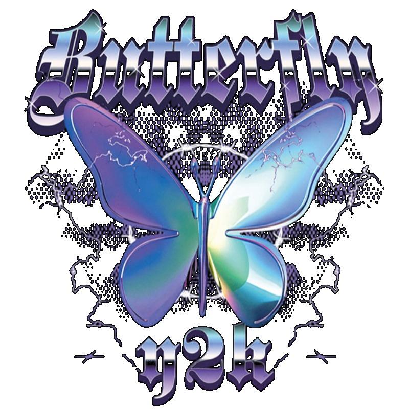 Butterfly Y2K Graphic T Shirt Black Iridescent Butterfly Print With Lightning Design For Casual Wear Party Outfits Streetwear Fashion