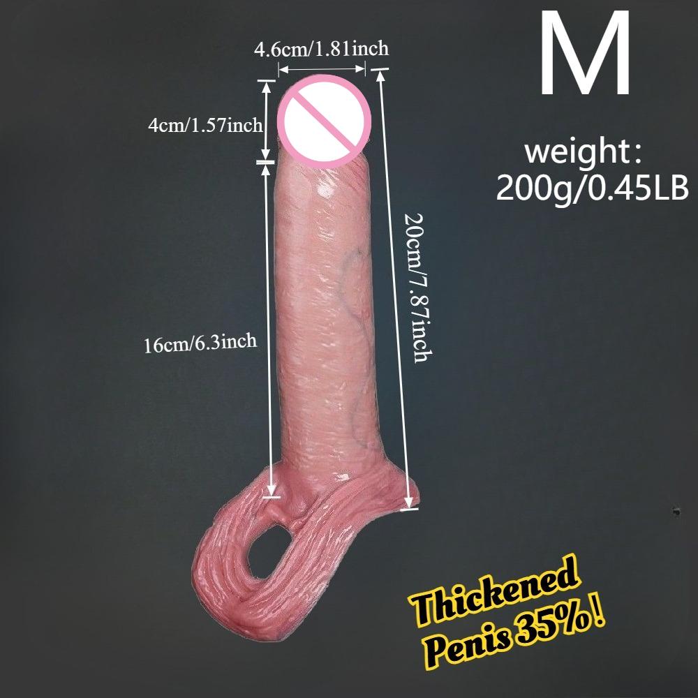 Penis Extender Sleeve Can Delay Ejaculation Dick Enlargement Longer Adult Sex Toy for Men G-Spot Stimulation Reusable Penis Ring