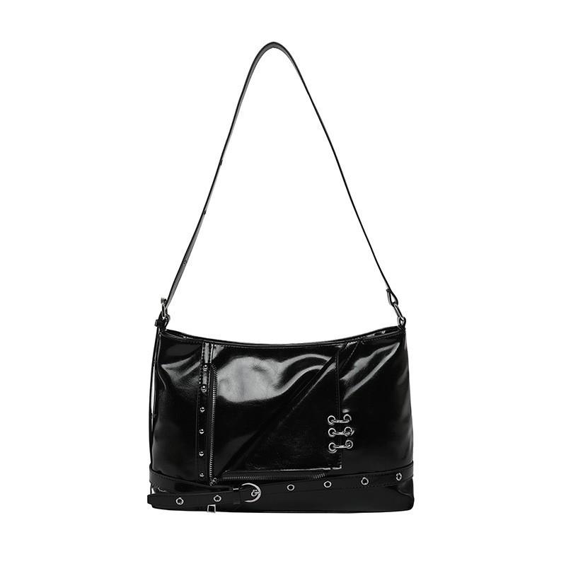 

Niche Design Large Capacity Tote Armpit Bag Women s Y2k Texture Locomotive Stray Sweet Cool Hot Girl Cross-body чорний